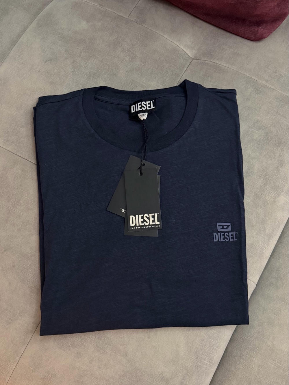 Diesel Navy Short-Sleeve Logo Crew T-Shirt